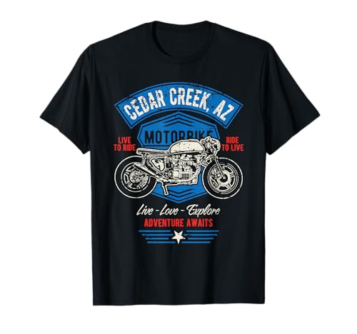 Cedar Creek AZ USA Style rétro vieilli Style moto T-Shirt