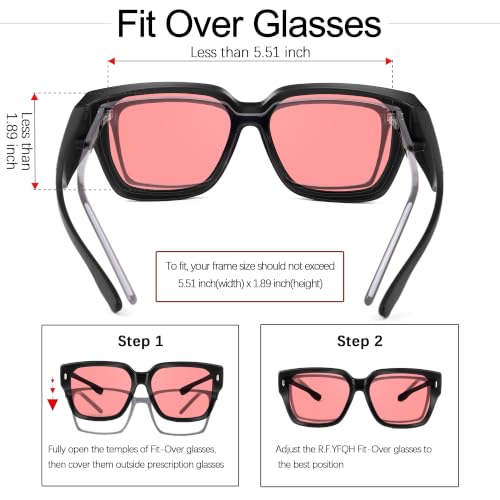 Image of Fluorescent-41 Rose Tinted Fit Over Blue Light Blocking Glasses for Migraine, Light Sensitivity, Photophobia JF7202