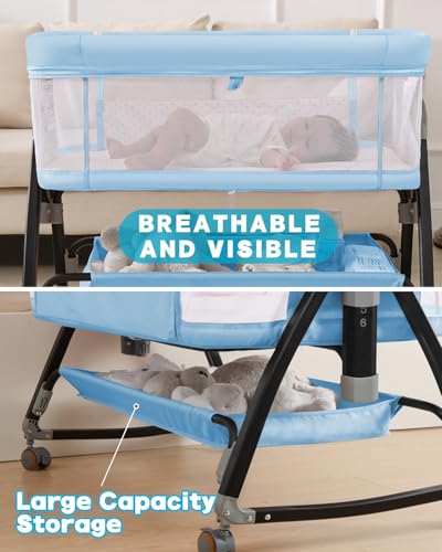 image for wayfong 3 in 1 Baby Bassinet, Bedside Crib with Breathable Mesh, Bassi