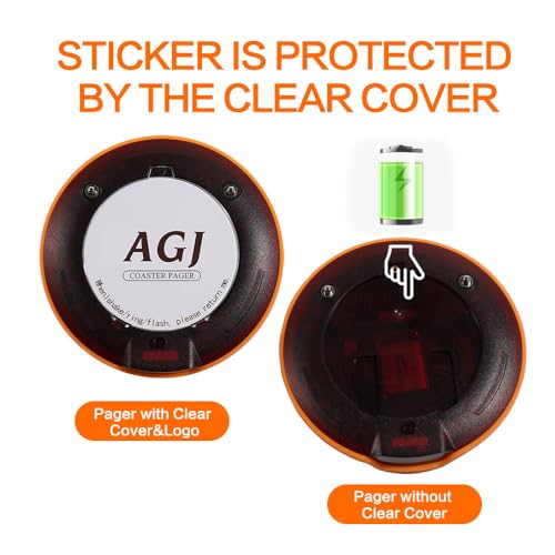 AGJ Restaurant Pager System Breakproof 20 Coaster Pagers Brown Wireless Beeper Buzzer System Touch Keyboard Queue Pagers for Food Truck Church Nursery Clinic Coffee Shop by AGJ - Image 5