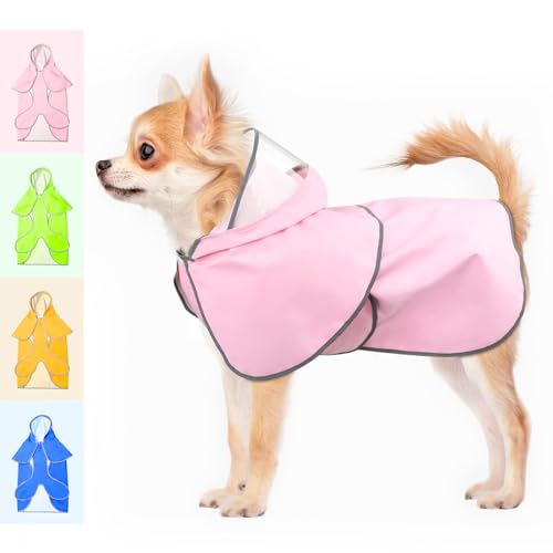 BSEEN Reflective Dog Rain Jacket- Waterproof Puppy Raincoats, Lightweight Dog Rain Coats, Adjustable Hooded Dog Poncho with Transparent Cap Brim (Pink, Small) BSEEN Reflective Dog Rain Jacket- Waterproof Puppy Raincoats, Lightweight Dog Rain Coats, Adjustable Hooded Dog Poncho with Transparent Cap Brim (Pink, Small)