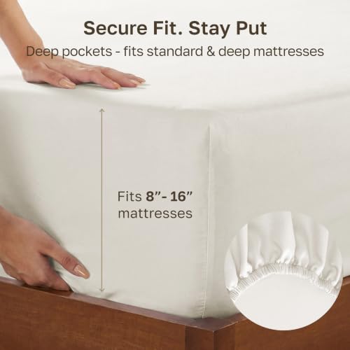 California Design Den 100% Cotton Sateen Deep Pocket Queen Fitted Sheets - image 4