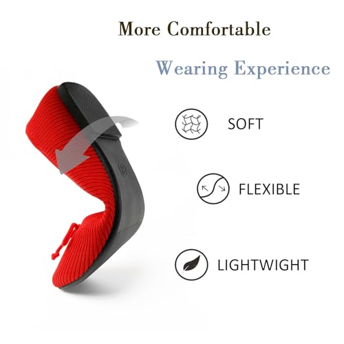 Image of AprCoco Flats for Women Bowknot Ballet Knit Foldable Flat Square Toe Comfort Light Shoes Office Low Top Flats