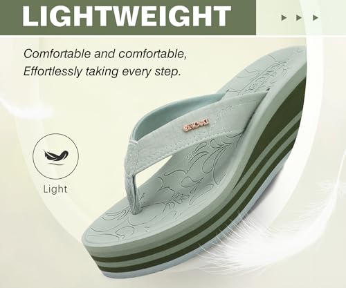 Image of ONCAI Women's Platform Wedge Flip Flops Trendy Dressy Womans Summer Flatform Chunky Heel Sandals with Comfortable Walking Outdoor Rubber Soles (US Size 5-11)