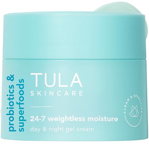 TULA Skin Care 24-7 Weightless Moisture Hydrating Day & Night Cream - Travel-Size, Anti-Aging Lightweight Gel Cream Moisturizer for Face, Contains Watermelon & Blueberry Extract, 0.5 oz.