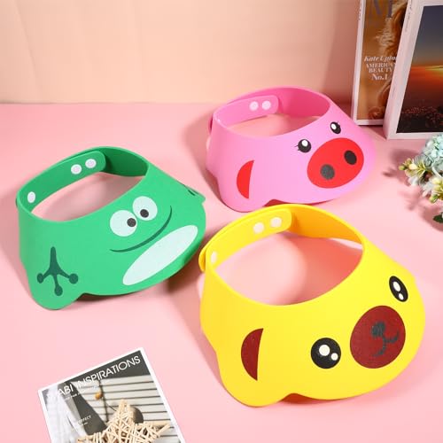Image of NUOBESTY Kids Shampoo Kids Shampoo 3 Pieces Baby Shower Bathing Cap Cartoon Frog Pig Shampoo Bath Caps Soft Adjustable Bathing Bath Cap for Toddler Children Newborn Hat Newborn Hat