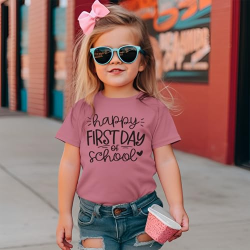 Image of Girls Boys Happy First Day of School Shirts Kid Back to School T-Shirt Kindergarten 1st 2nd Grade Outfits Tees Tops
