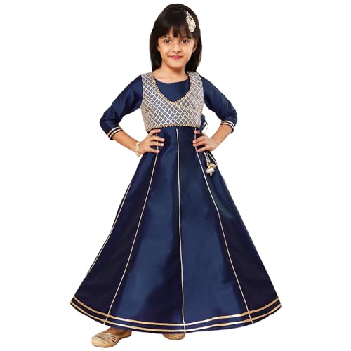 Image of A.T.U.N. (ALL THINGS UBER NICE) Girls Woven Design Gota Jacket Maxi Anarkali Gown