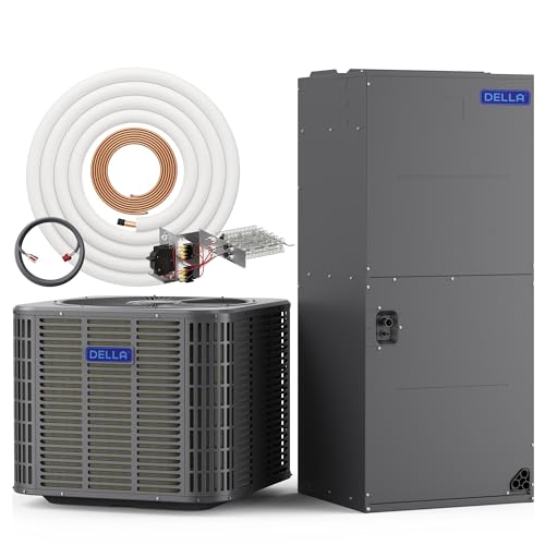 DELLA 53,000 BTU Ducted Central Air Conditioner with Air Handler, Cools Up to 2,500 Sq.Ft, Heat Pump Inverter System, 17 SEER2 208-230V, Two-Stage Compressor, Pre-Charged, 16ft Kit, 20kW Hea