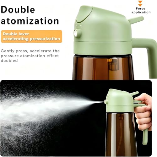 Image of 2 in 1 Oil Sprayer, Oil Sprayer for Kitchen Cooking, 470ml Oil Spray Bottle for Home (Brown+Green)