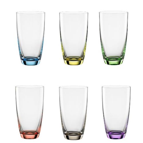 Bohemia Cristal 093 006 051 Longdrinkbecher ca. 350 ml aus Kristallglas 6er Set "Viva Colori"