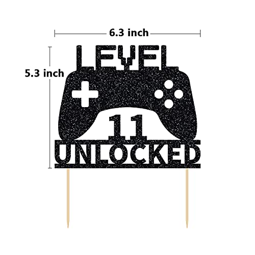 Level 11 Unlocked Cake Topper, Video Game Cake Topper, Game Controller Cake Topper For 11Th Birthday Party Decoration #TOP6