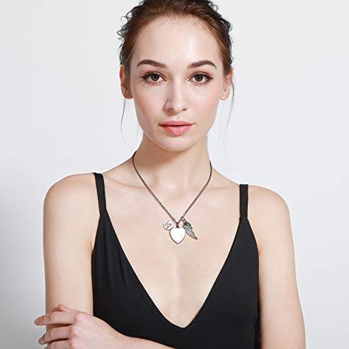 Memediy Personalized Heart Paw Print Ashes Urn Pendant Necklace Custom Name/Photo/Date For Women Men Stainless Steel Memorial Dog Cat Pet Keepsake With Keyring Funnel Fill Kit Angel Wing #TOP4