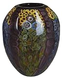 lup227 ISOLA DI Murano Vase géant en verre de Murano - Vase Millefiori ovale à paroi épaisse et soufflé à la main - 37 × 27 × 10 cm - Unique avec mosaïque en verre coloré