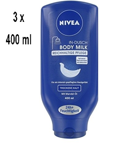 NIVEA Lot de 3 flacons de lait corporel pour peaux sèches 400 ml