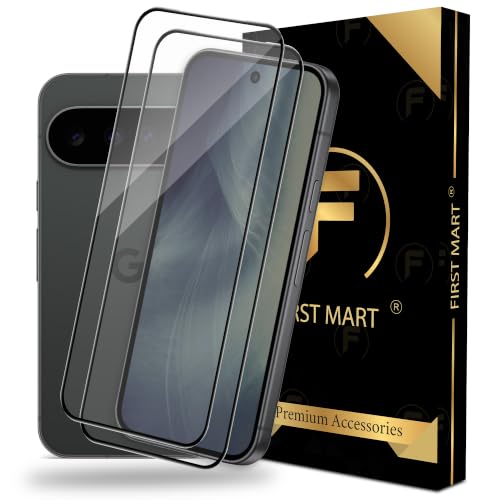 Image of FIRST MART Tempered Glass Screen Protector for Google Pixel 11 - Full-Glue Screen Guard, 3D Edge to Edge, HD Clear, Bubble-Free, Case-Friendly, Black, Pack of 2