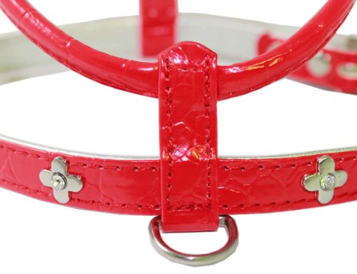 Red Faux Leather Studded Dog Harness Small For 12.5"-15.5" Chest #TOP1