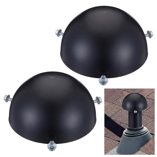 Kittmip 2 Pcs 3 in. or 4 in. Mushroom Vent Cap PVC Roof Vent Cap for Keep Out Leaves Debris Flying Insects Animals Fits 3 or 4 Pipe Bolts onto Pipe (Black)