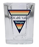 R and R Imports Spokane Valley Washington 2 Ounce Square Base Liquor Shot Glass Retro Design