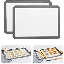 KitchenRaku Silicone Baking Mat, 16.5"x11.6" Non Stick Reusable Silicone Cooking Mat, BPA Free Baking Sheet for Cookies, Macarons Bread & Pastry, Toaster Pad Set of 2
