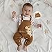 Himllauen Baby Jungen Kleidung Strampler Latzhose und Hut Set 3-teilige Bekleidungssets für Jungen Baby Set Neugeborene Geschenk Baby Klamotten Junge (Braun Tiger, 3-6 Months)
