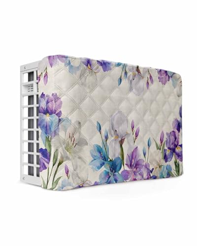 Blue Purple Flowers Indoor Air Conditioner Cover for Window Units,
