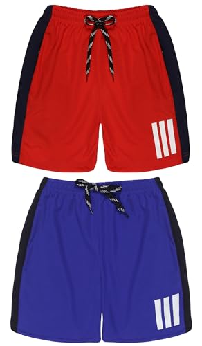 Image of Pack 2 Polyester Sports Shorts for Boys & Girls with Zipper Pockets