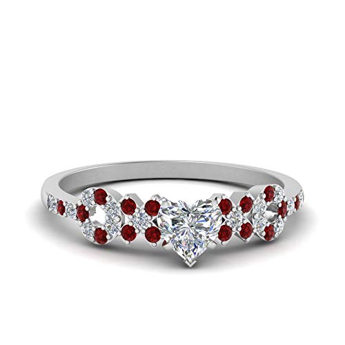 Image of Choose Your Gemstone Beautiful XO Design Diamond CZ Ring 925 Sterling Silver Heart Shape Side Stone Engagement Rings Lightweight Office Wear Everyday Gift Jewelry US Size 4 to 12