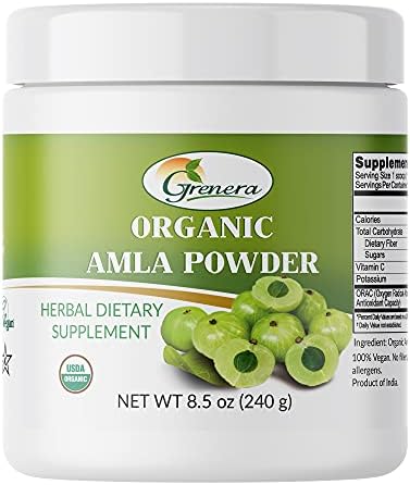 Grenera Organic Amla Berry Powder (Amalaki/Indian Gooseberry) | Rich in Vitamin C, USDA Organic, Lab Tested for Purity, Rich in ORAC Value โ 8.5 oz