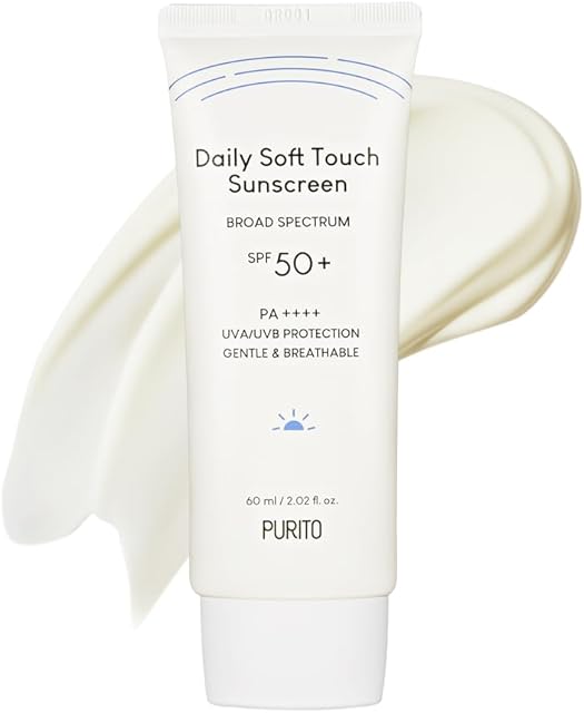 PURITO Daily Soft Touch Sunscreen 60ml / 2.02 fl. oz. SPF 50+ PA ++++ safe ingredients, broad-spectrum, calm, soothing, Vegan, cruelty-free
