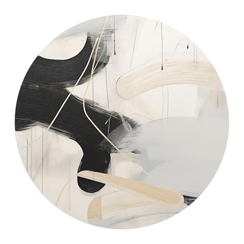 DEQORI Papier peint mural rond autocollant, diamètre 120 cm, motif dynamique clair, toile textile, amovible, décoratif et indéformable, pour salon, bureau, couloir ou chambre d'enfant