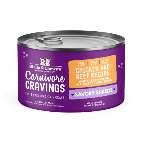 Stella & Chewy's Carnivore Cravings Savory Shreds - Wet Cat Food - High-Moisture Formula with Premium Cage-Free Chicken & Grass-Fed Beef - Perfect for Picky Eaters - 5.2 oz, 8 Count - image 1