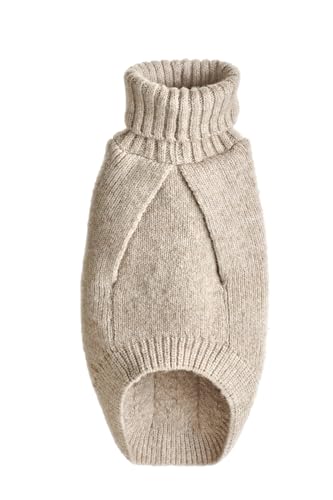 Hunter Hundepullover GENF, Farbe: beige, Strickpullover für kalte Tage, weich, anschmiegsam, recyceltes Polyester, waschbar, umgschlagbarer Halskragen, hohe Elastizität, Größe: 25