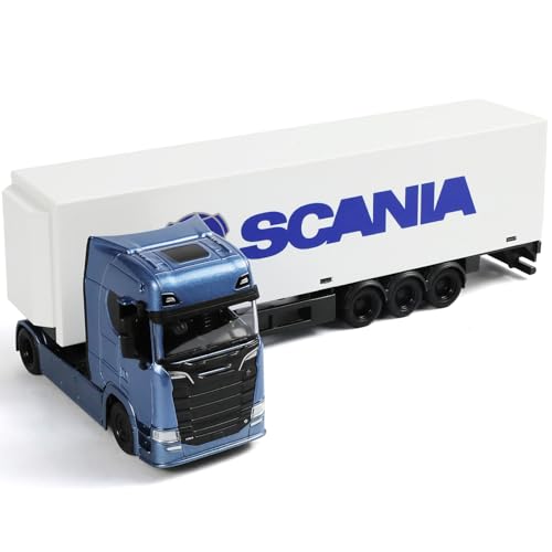 Container Semi Truck Toy 1/43 Model for Scania, Big Metal Transport Box Diecast Truck Trailer Gifts