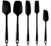 NoChoX 5 Pièces Spatules Silicone,Résistant à la Chaleur à 500°F,Ustensiles Cuisine Silicone avec Noyau en Acier,Sans BPA,Antiadhésif,Spatule Patisserie Silicone pour Mélanger, Cuire et Cuisiner,Noir