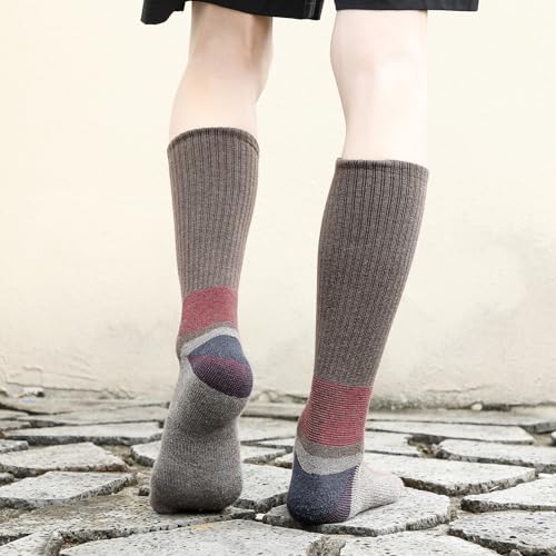 WANDER Meias de lã Merino para caminhada masculinas e femininas, 3 pares de meias de cano médio para