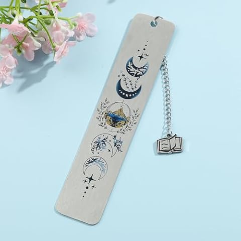 1Pcs Moon Pattern Novelty Stainless Steel Book Marks - Metal Book Mark Gifts for Bookworms Book Lovers, Reading Markers Birthday Gifts for Family Friends Girls (Moon-1036) Cover
