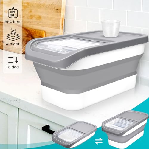 KIMIGO Hundefutter Aufbewahrung,Dog Food Containe,Pet Food Container 8kg,Faltbarer Hundefutter Box mit Deckel Löffel Messbecher,Luftdichte Behälter zur Aufbewahrung von Lebensmitteln