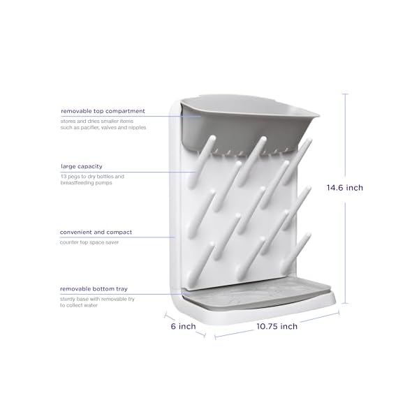 Ubbi Vertical Baby Bottle Drying Rack, Countertop Drying Rack Baby Accessory, Grey – Bild 3