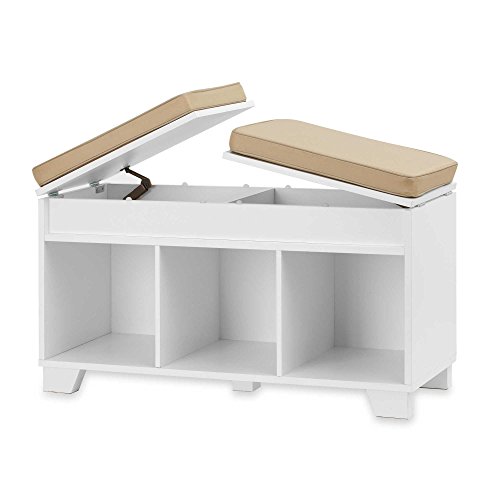 Real Simple White Split Top Cushioned Seating Storage Bench