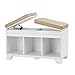White Split Top Cushioned Seating Storage Bench