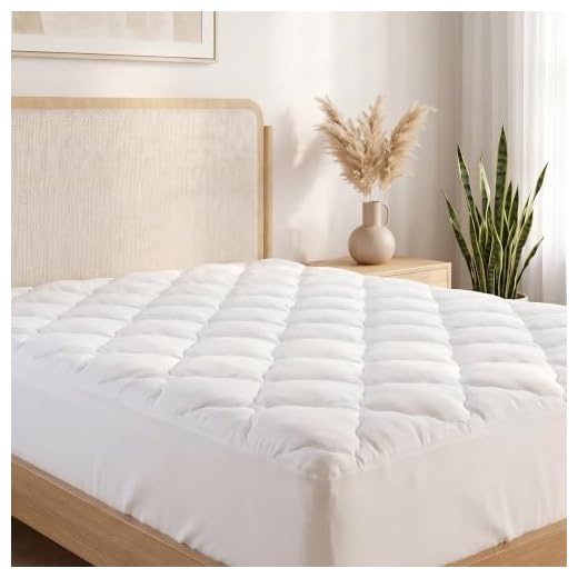 ExceptionalSheets Pillow Top Mattress Pad | Found in Marriott Hotels with Fitted Skirt and 18" Deep Pockets | Supportive Pillowtop Mattress Pad Cover with Additional Layer of Cluster Fiber | Queen