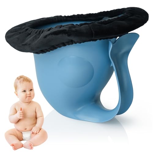 Orinal para Bebé, Solución Gratuita Inodoro para Bebé con Banda Antideslizante y Cojín Suave, Lindo Orinal con Sombrero de Copa en Forma de Pez para Recién Nacido Interior y Exterior, Azul, Decoracio