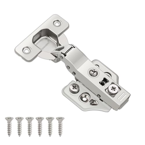 10 Pack Half Overlay Soft Close Cabinet Hinges 105° Frameless 3 Way Adjustable Kitchen Cabinet Door Hinges with Screws