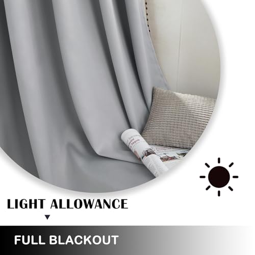 Cortinas opacas plateadas Bujasso de 90 pulgadas térmicas para dormitorio set de 2 4