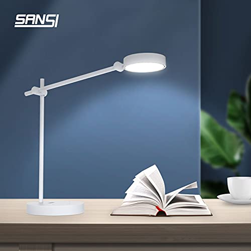 SANSI LED Desk Lamp with Ceramic Tech, 10W No Blue Light Eye-Caring Table Lamps, Touch Control, 4 Lighting Modes, 6 Brightness Levels, , 950 Lumens, 10w Adjustable Home Office Desk Light