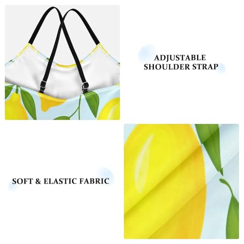 Kids Swim Suits 3-10 Y Beach Swimwear, Sliced Yellow Lemons Light Blue3