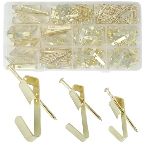 Image of Aynoo 184 Pieces Picture Hanging Kit,Heavy Duty Picture Hangers,20 /30 /50 lbs,Coat Towel Wall Picture Hanging Hooks