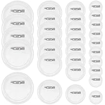 50Pcs 4 Sizes Clear Button Badges Set with Pin, 25/38/45/60mm Acrylic Round Badge Pins Blank Button Picture Custom Design for DIY Making Craft Supplies Christmas Festival Gift