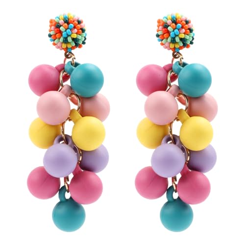 Pendientes Colgantes de Cuentas de Bolas de Acrílico, Pendientes de Bolas de Colores Pendientes Colgantes Geométricos de Colores Dulces para Regalos de Fiesta San Valentín para Mujeres